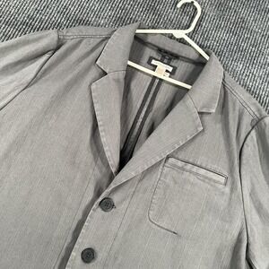 Carbon2Cobalt Blazer Mens 2XL Gray Cotton Striped Unstructured 4 Button Jacket